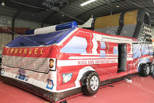 inflatable fire truck slide