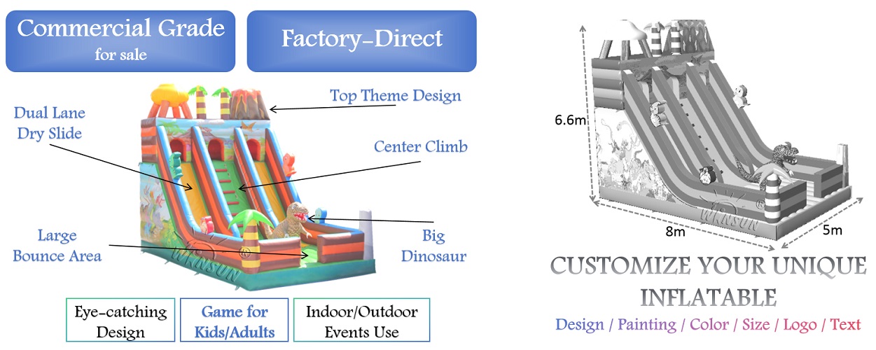 Commercial Dinosaur Theme Inflatable Slide for sale