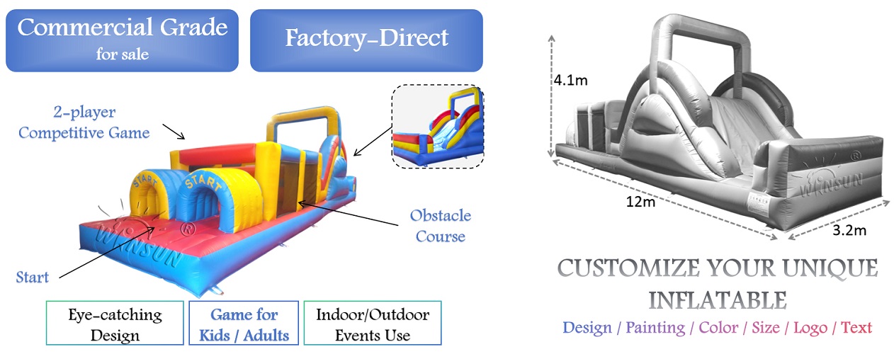 Inflatable Obstacle Course With Slide for sale