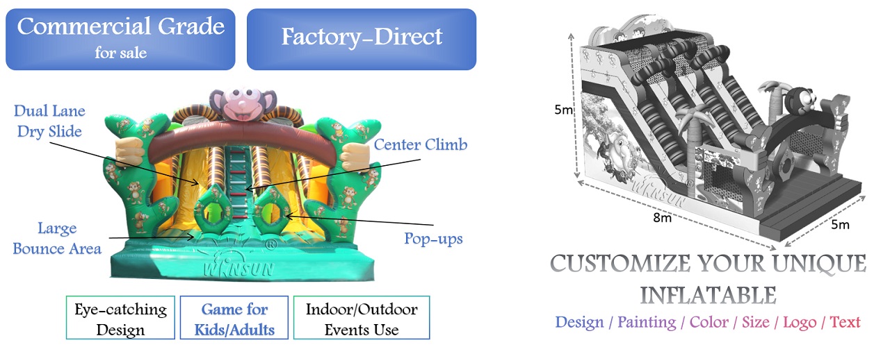 Jungle Monkey Inflatable Slide for sale