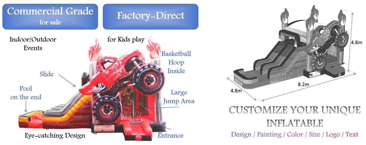 Monster Truck Bounce Slide Combo for sale