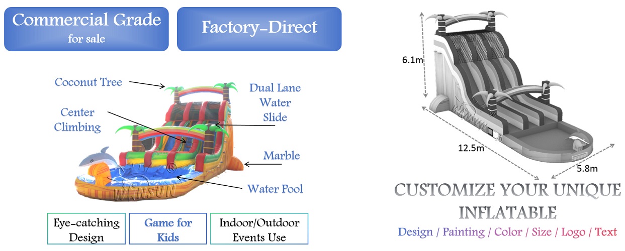 commercial Tropical Yellow Marble Inflatable Water Slide for sale