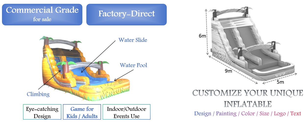 outdoor Tropical Yellow Marble Commercial Water Slide for sale