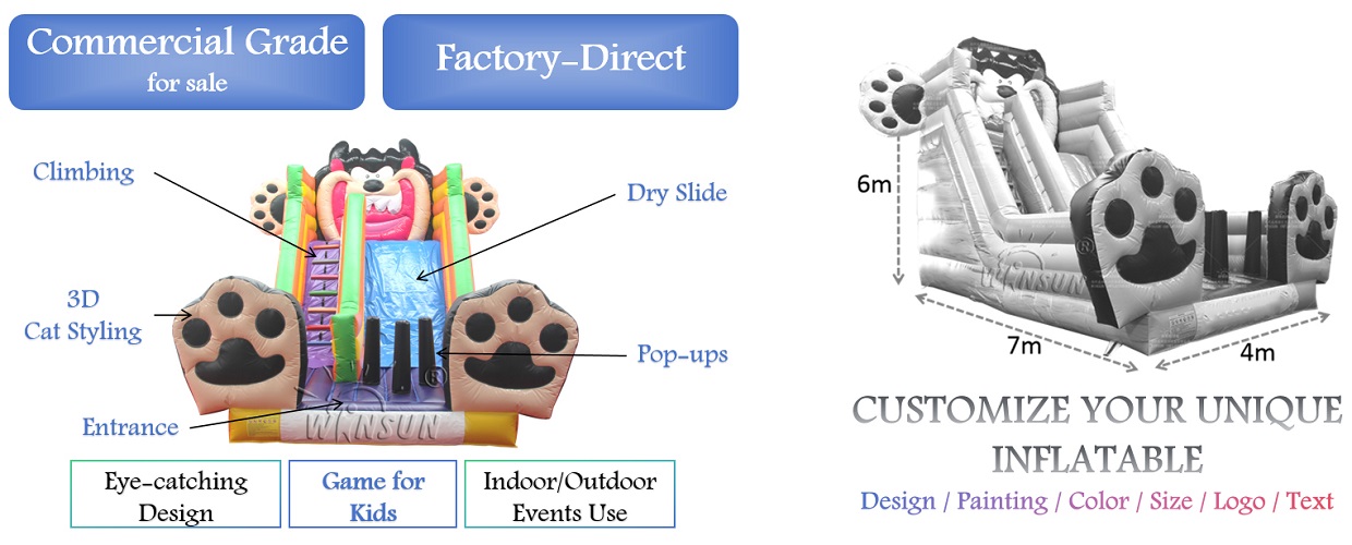 Black Cat Inflatable Slide outdoor for sale