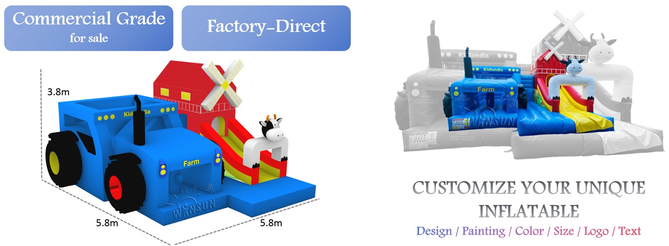 Inflatable Farm Funland with Truck Bouncer for sale