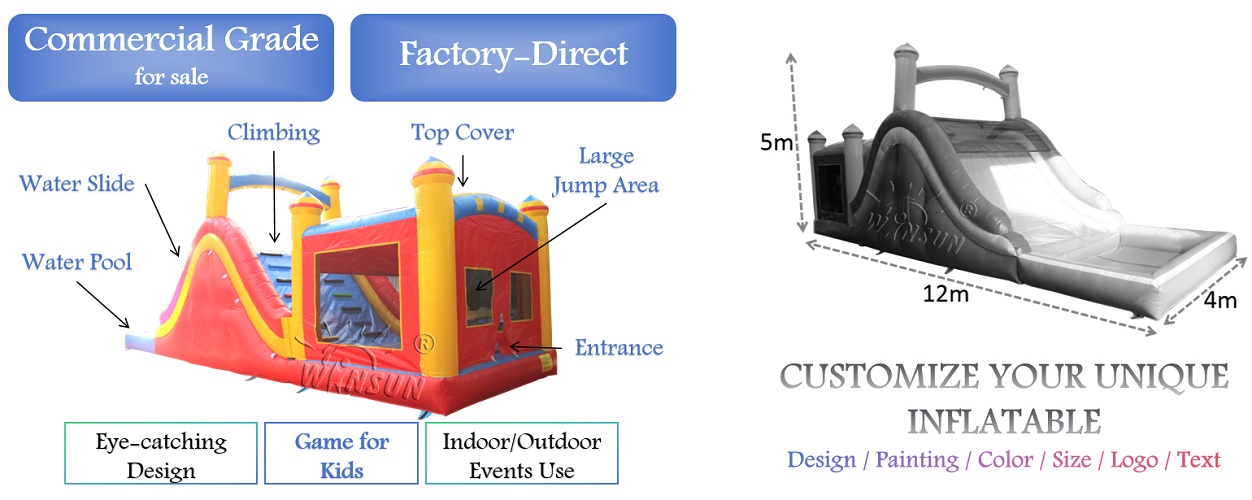 Inflatable Water Slide With Jumping Castle for sale