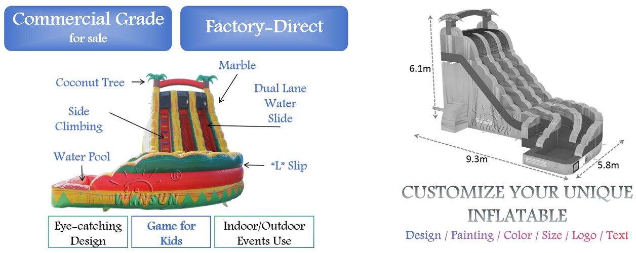 wholesale Tropical Marble Inflatable Water Slide