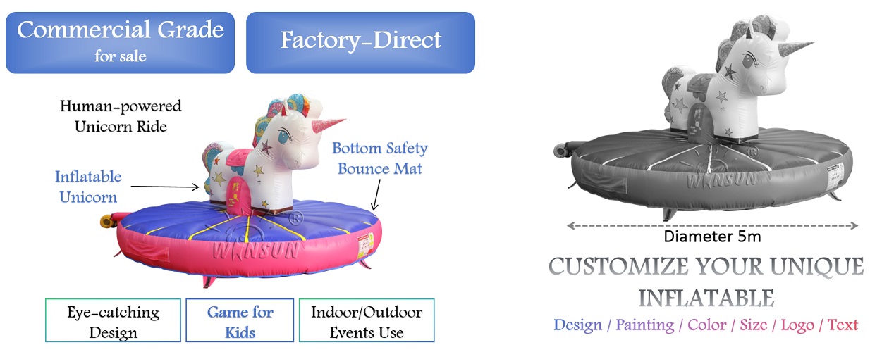 Human-powered Inflatable Unicorn Ride for sale