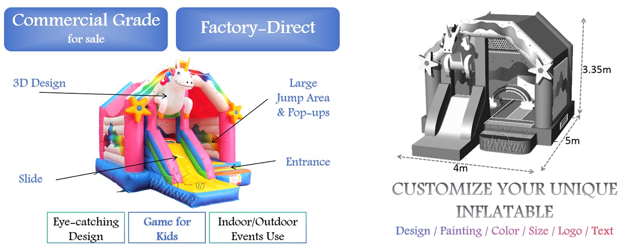 Unicorn Theme Inflatable Slide for sale