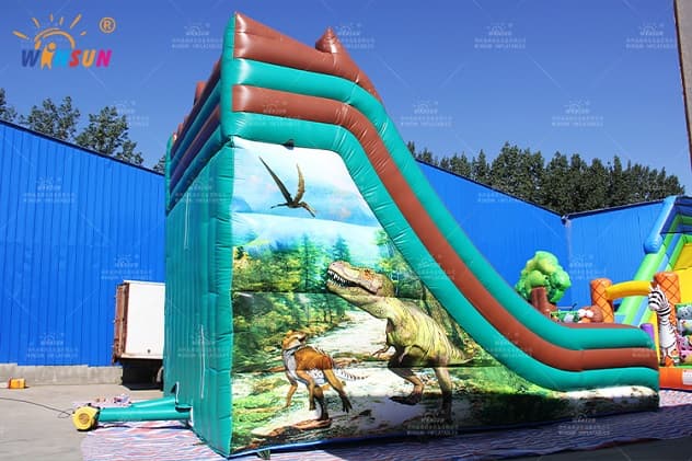 kids jurassic dinosaur inflatable slide