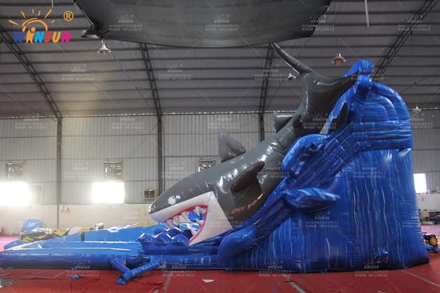 blow up shark water slide with pool