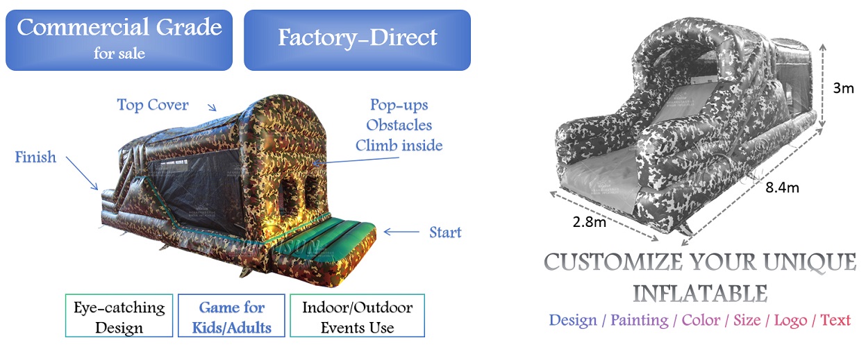 Custom Inflatable Obstace Course Camouflage for sale