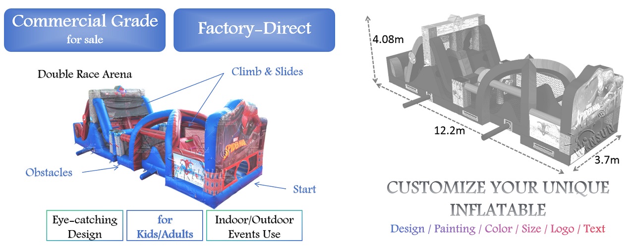 Custom Inflatable Obstacle Course Spiderman Theme for sale