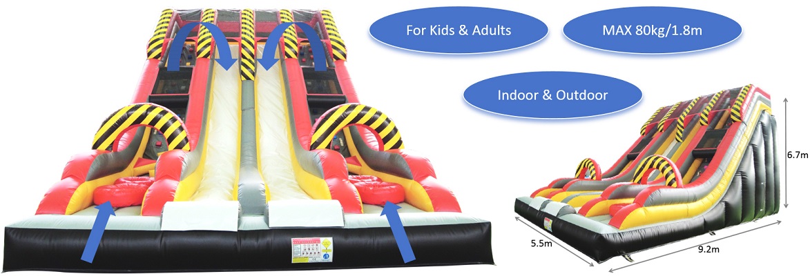 Dual lane inflatale dry slide for kids