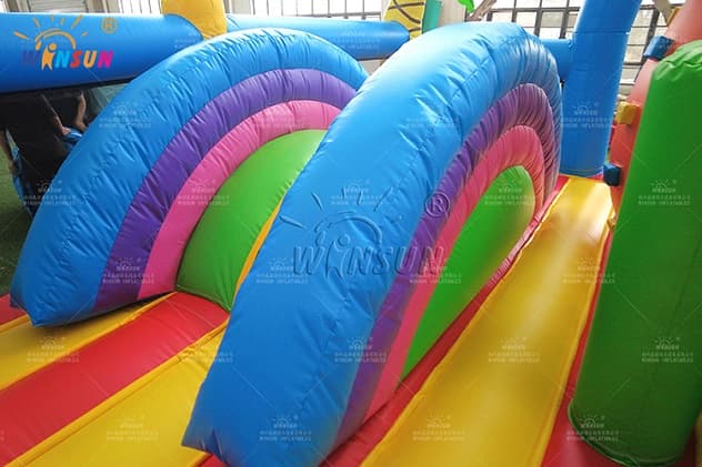 Giant inflatable slide with bounce area and learning games for kids' events