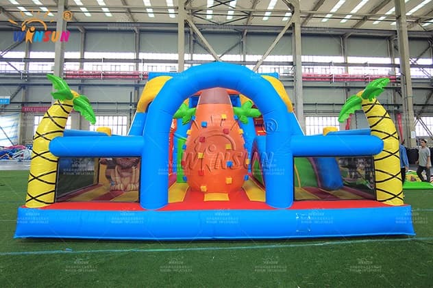 Heavy-duty jungle inflatable slide with 500lb weight capacity for public parks