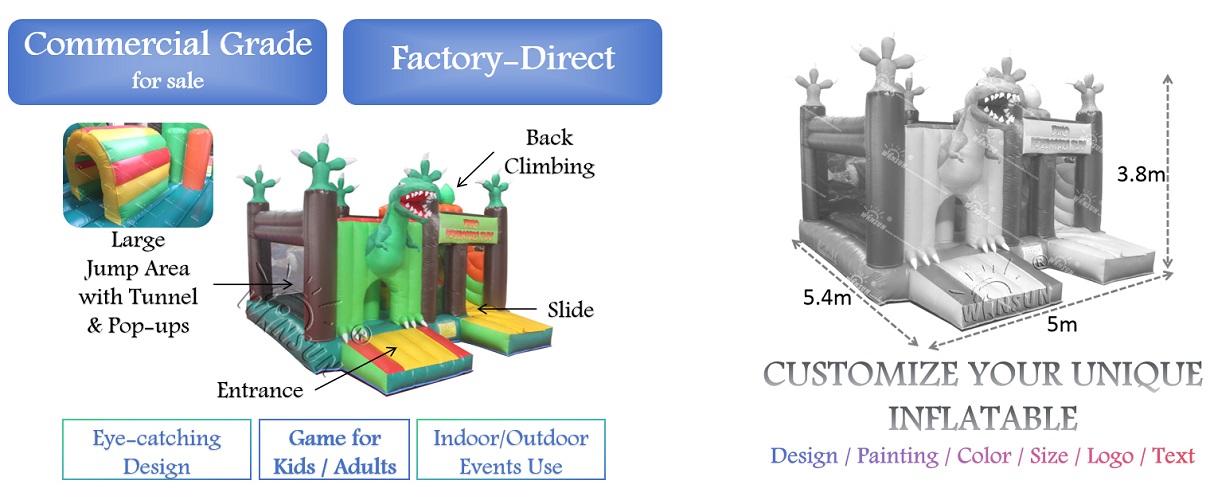 Inflatable Dinosaur Adventure Play Combo for sale