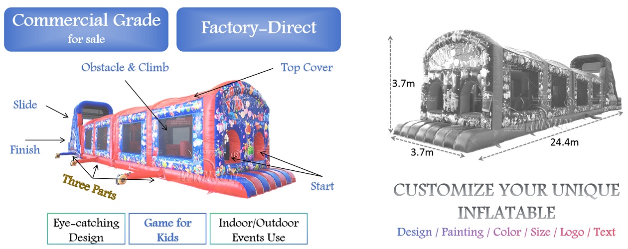 Inflatable Obstacle Course Sun Protection Cover Party Time