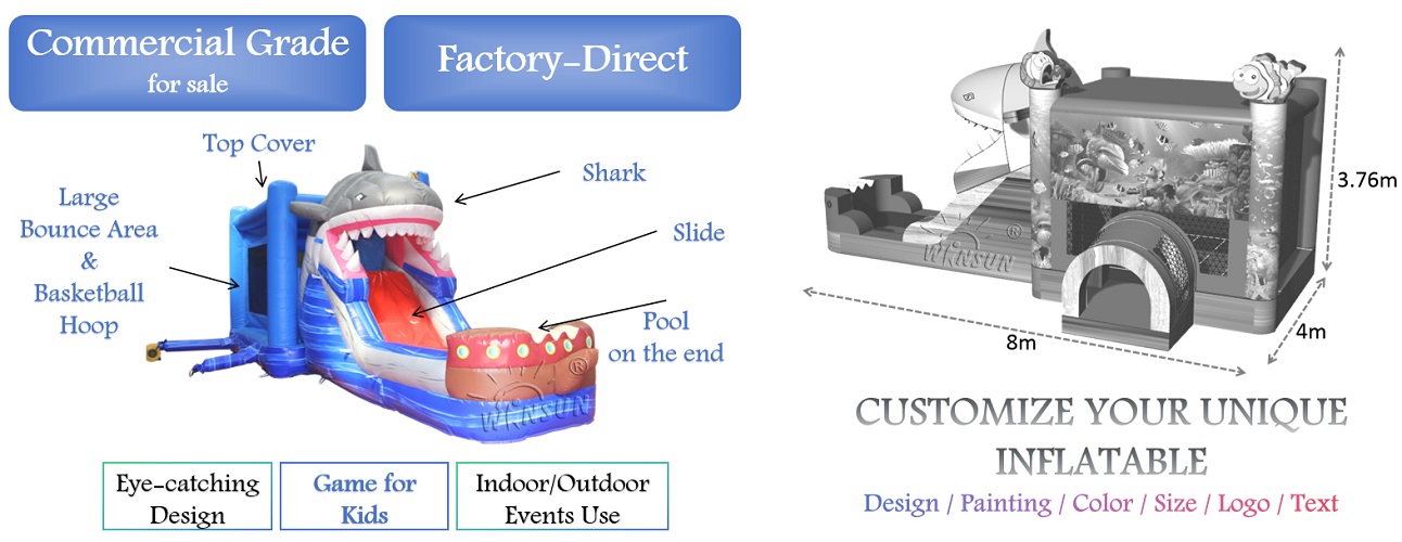 Shark Inflatable Jumping Castle And Slide for sale