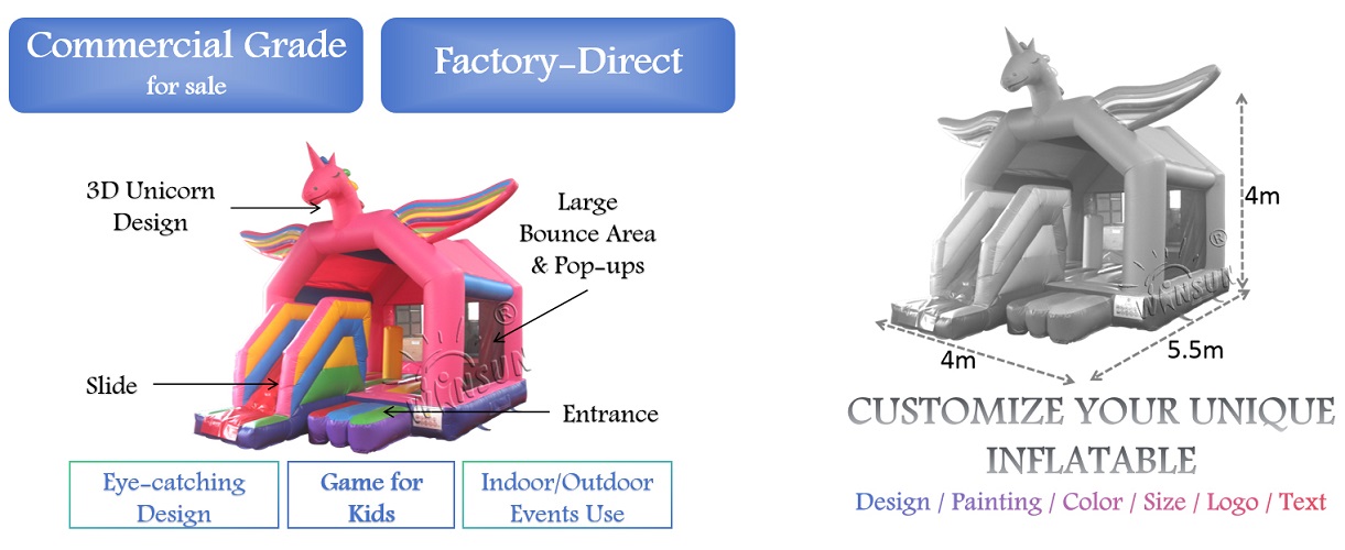 WINSUN Inflatable Rainbow Unicorn Bouncer outdoor for sale