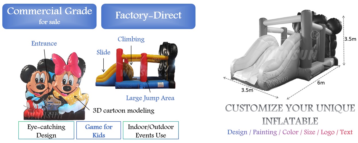 commercial Inflatable Moonwalk With Slide for sale