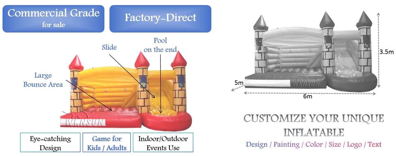 commercial inflatable jumping castle with slide for sale