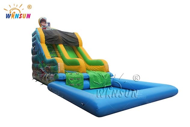 commercial custom inflatable water slide with pool paw patrol theme