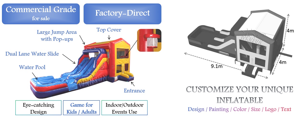 outdoor Inflatable Combo With Slide And Pool for sale