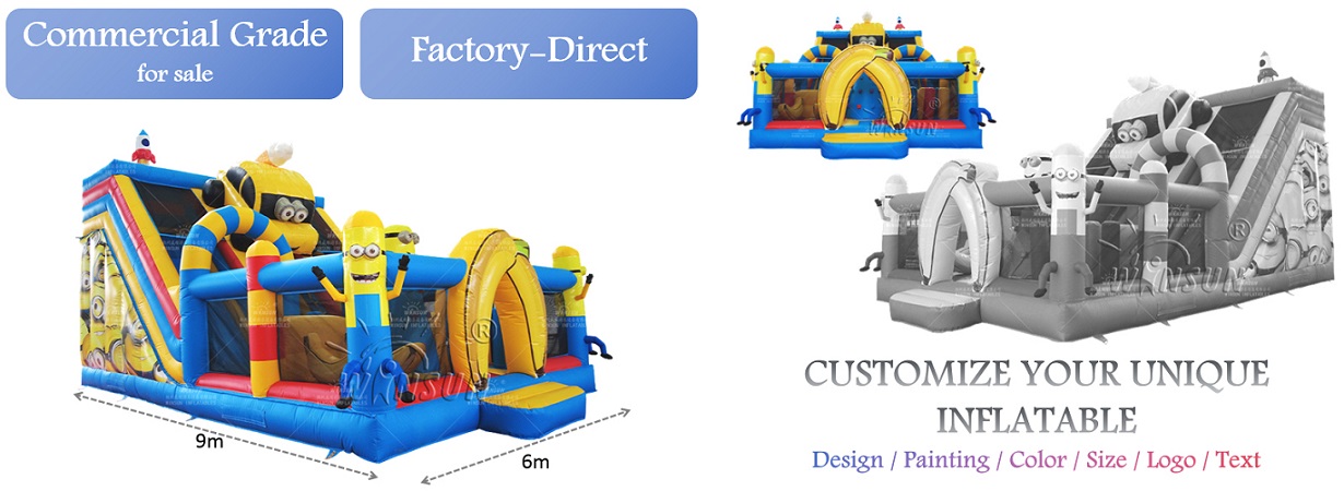 Custom Inflatable Playground Minions Car Theme