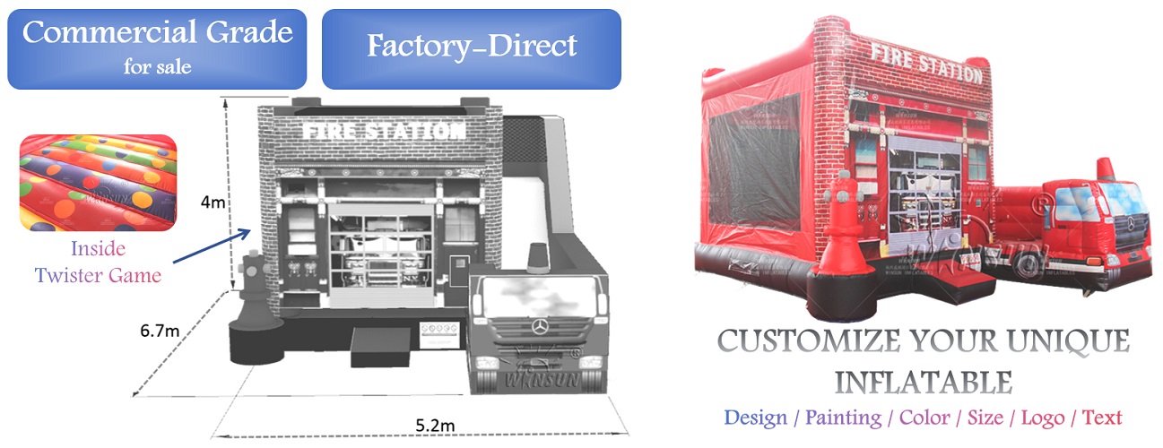 Fire Station theme Inflatable Combo Twister game for sale