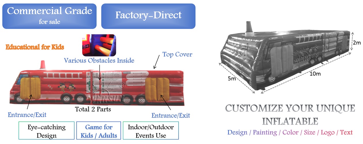 Inflatable Fire Truck Obstacle Course for educational use