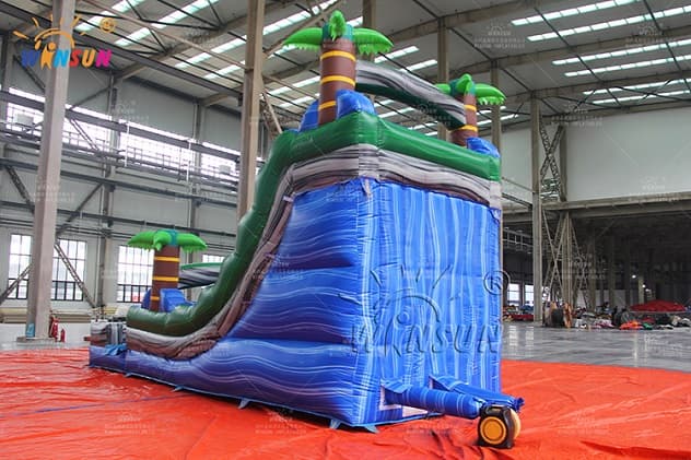 outdoor Tropical Marble Inflatable Water slide for kids