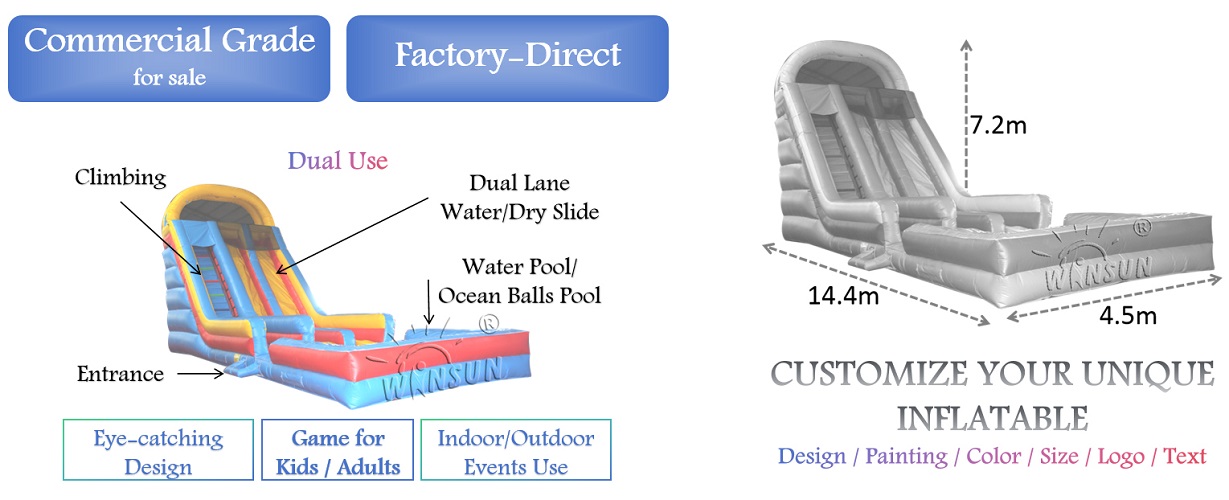 WINSUN Inflatable Dry N Wet Slide With Pool for sale