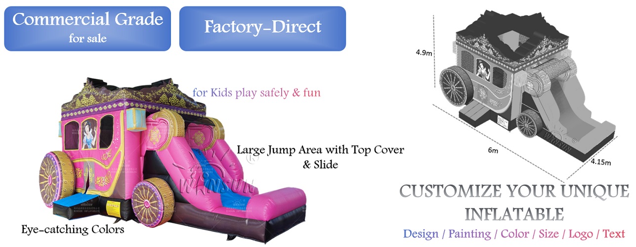 Commercial Inflatable Combo Princess Carriage Theme