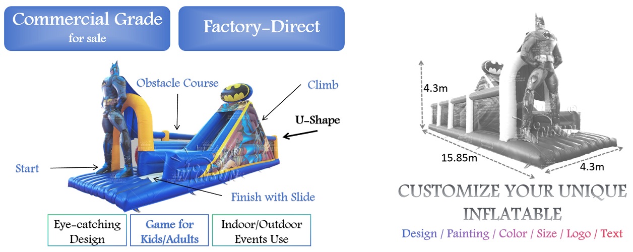 Custom Inflatable Batman Obstacle Course outdoor for sale