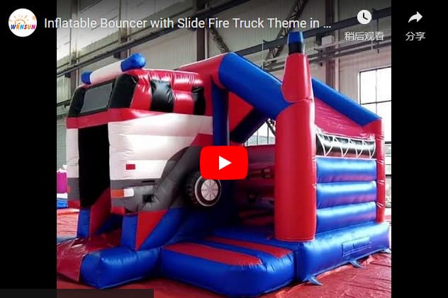 Inflatable Bouncer with Slide Fire Truck for sale