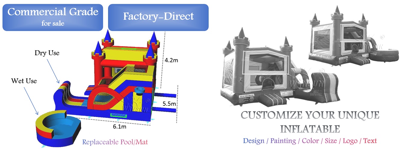 Commercial Jumping Castle with Dry Slide for sale