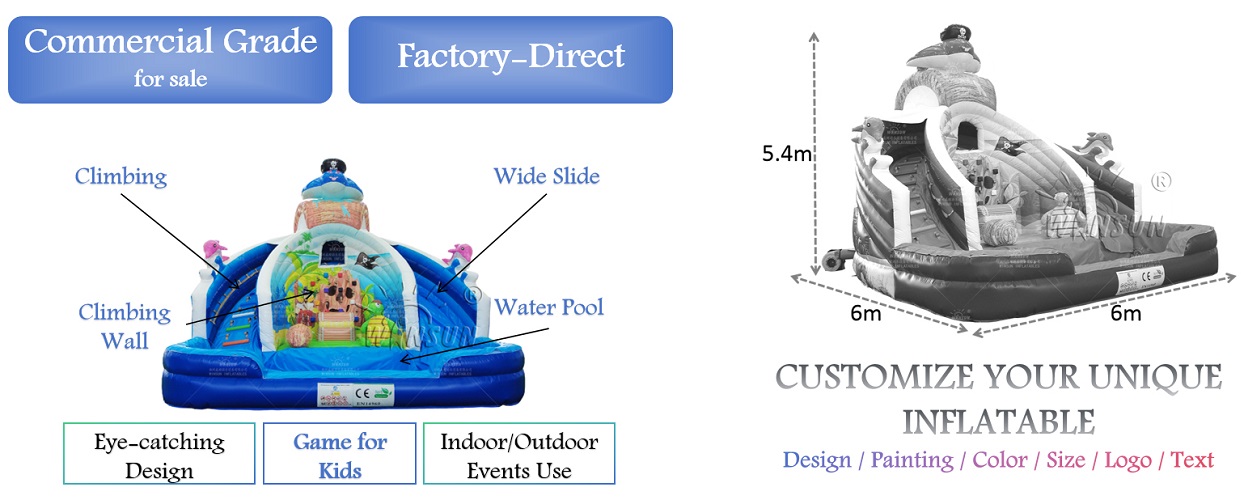 wholesale Pirate Inflatable Water Slide outdoor