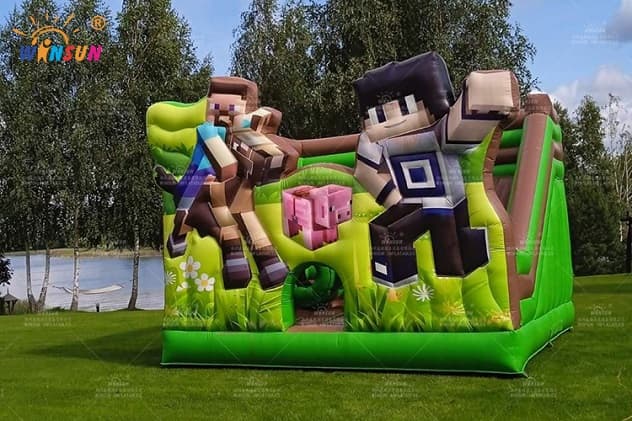 commercial minecraft inflatable jumping combo