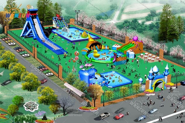 custom outdoor water park project on land