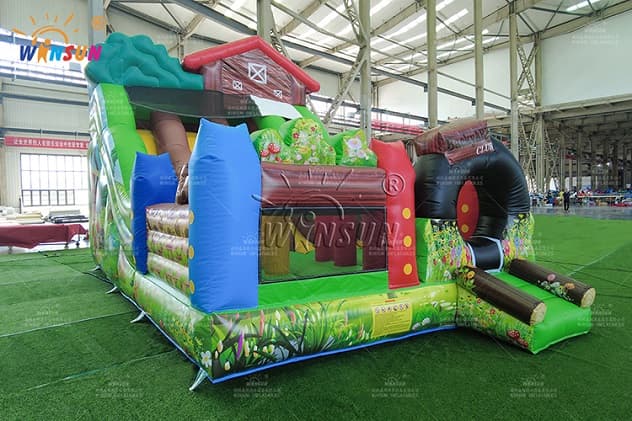 commercial inflatable combo triple lane slide