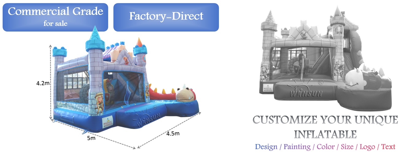 Dragons & Knights Bouncy Castle with slide outdoor use