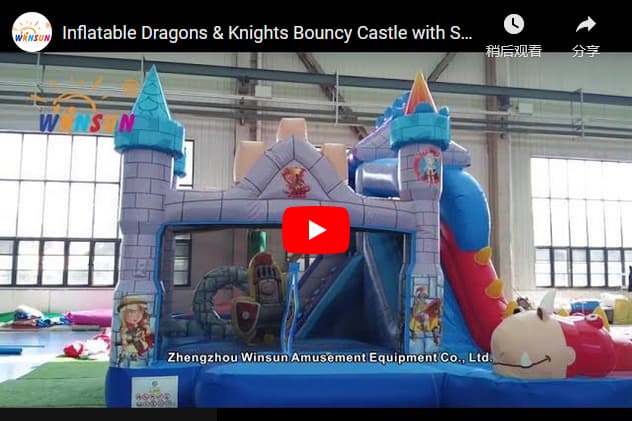 commercial Dragons & Knights Bouncy Castle with slide