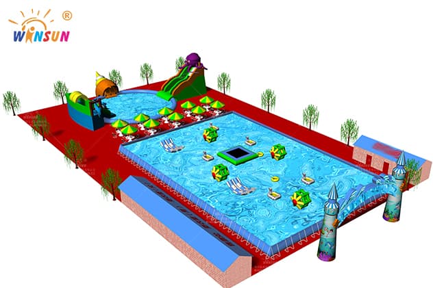outdoor inflatable water park project on land