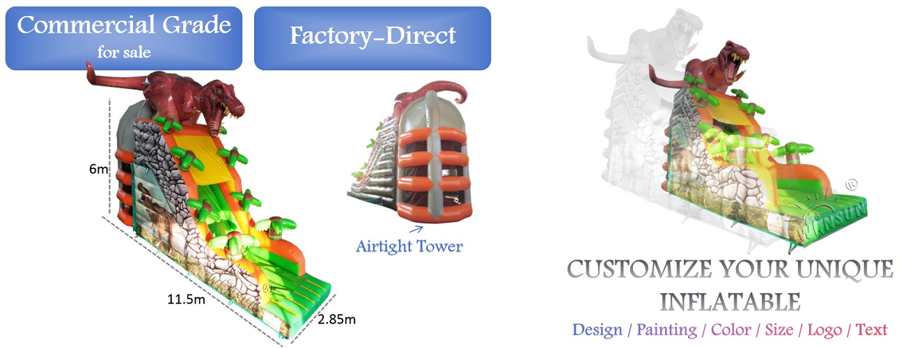 Inflatable Dinosaur Slide with Custom Climbing Tower