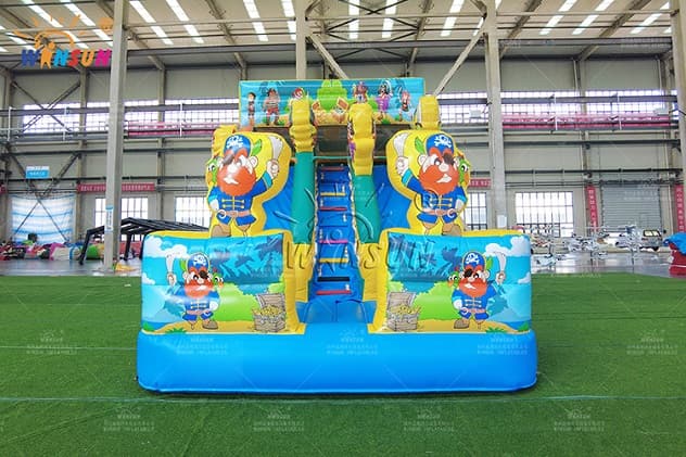 commercial pirate theme inflatable dual lane slide