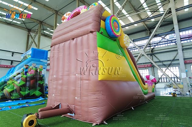 outdoor candy themed inflatable dry slide