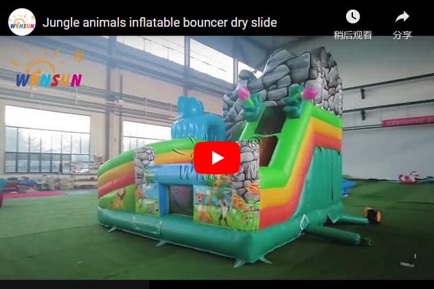 commercial Jungle Animals Inflatable Bouncer Dry Slide