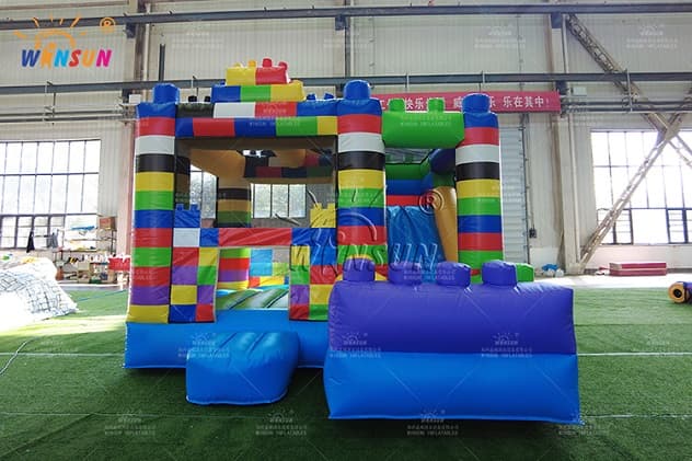 giant inflatable lego blocks combo with dry slide