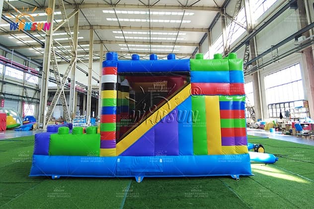 outdoor inflatable lego blocks combo with dry slide